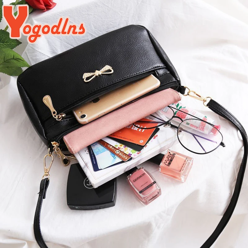 Weiche pu Leder Umhängetasche für Frauen Bowknot Umhängetasche Multifunktions-Umhängetasche neue kleine Dame Handtasche bo