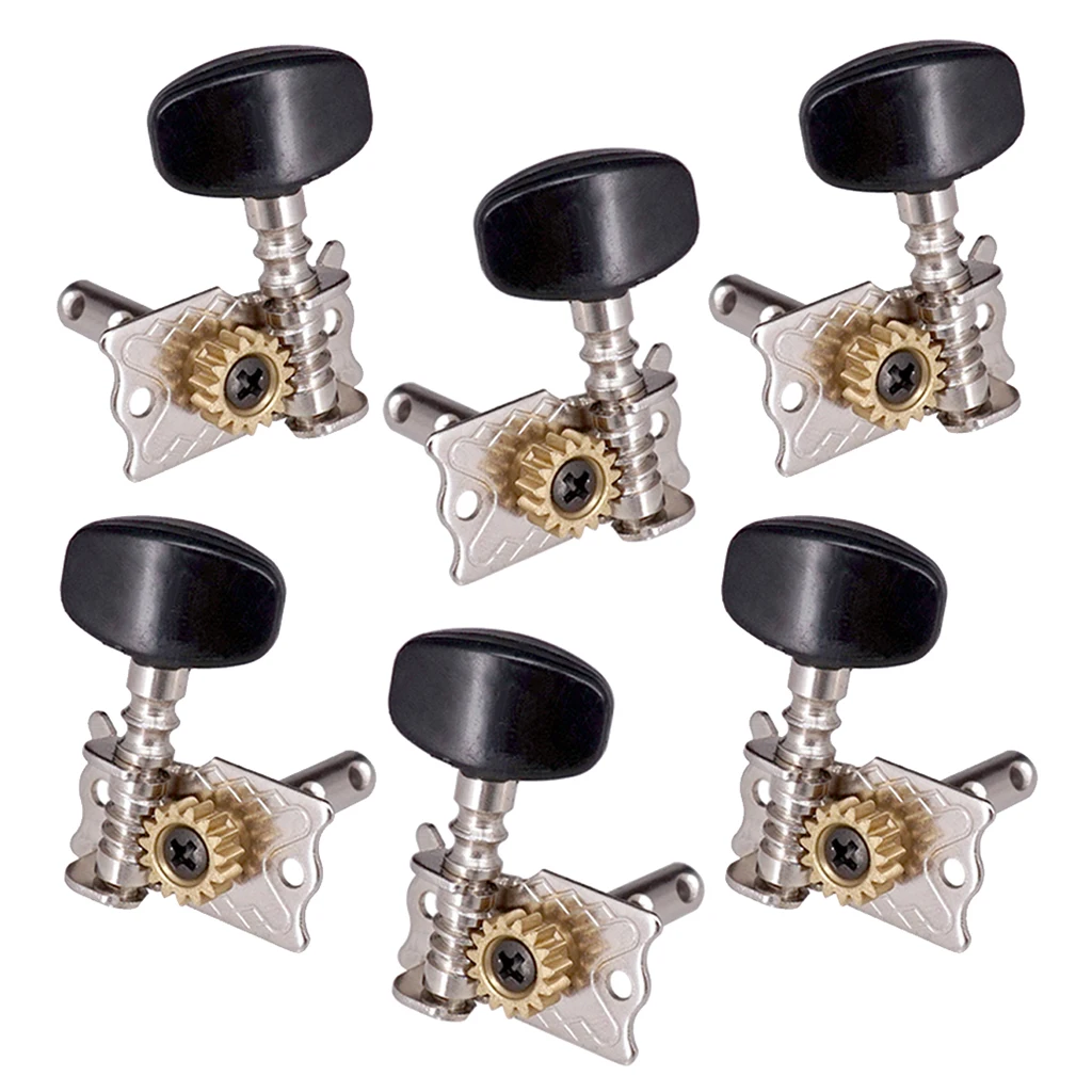 6 Pieces Black Guitar Machine Heads Mechanical Tuning Pegs For Acoustic Guitar Electric Guitar, 3R3L