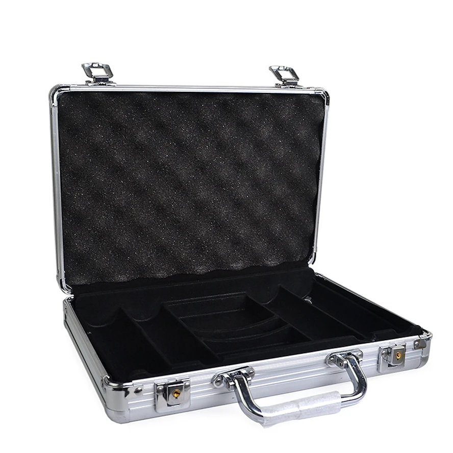 Casino Chips Case Capacity Suitcase Texas Poker Chips High Quality Aluminum Silver Black Suitcase Box Can Put 100-500pcs Chips