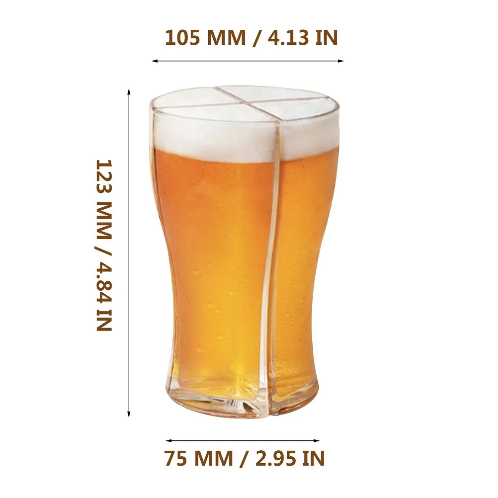 Beer Mug 4 in 1 Acrylic Plastic 4Pcs Beer Mug Creative Funny Party Holiday Birthday Supplies Drink Beer Mug Set