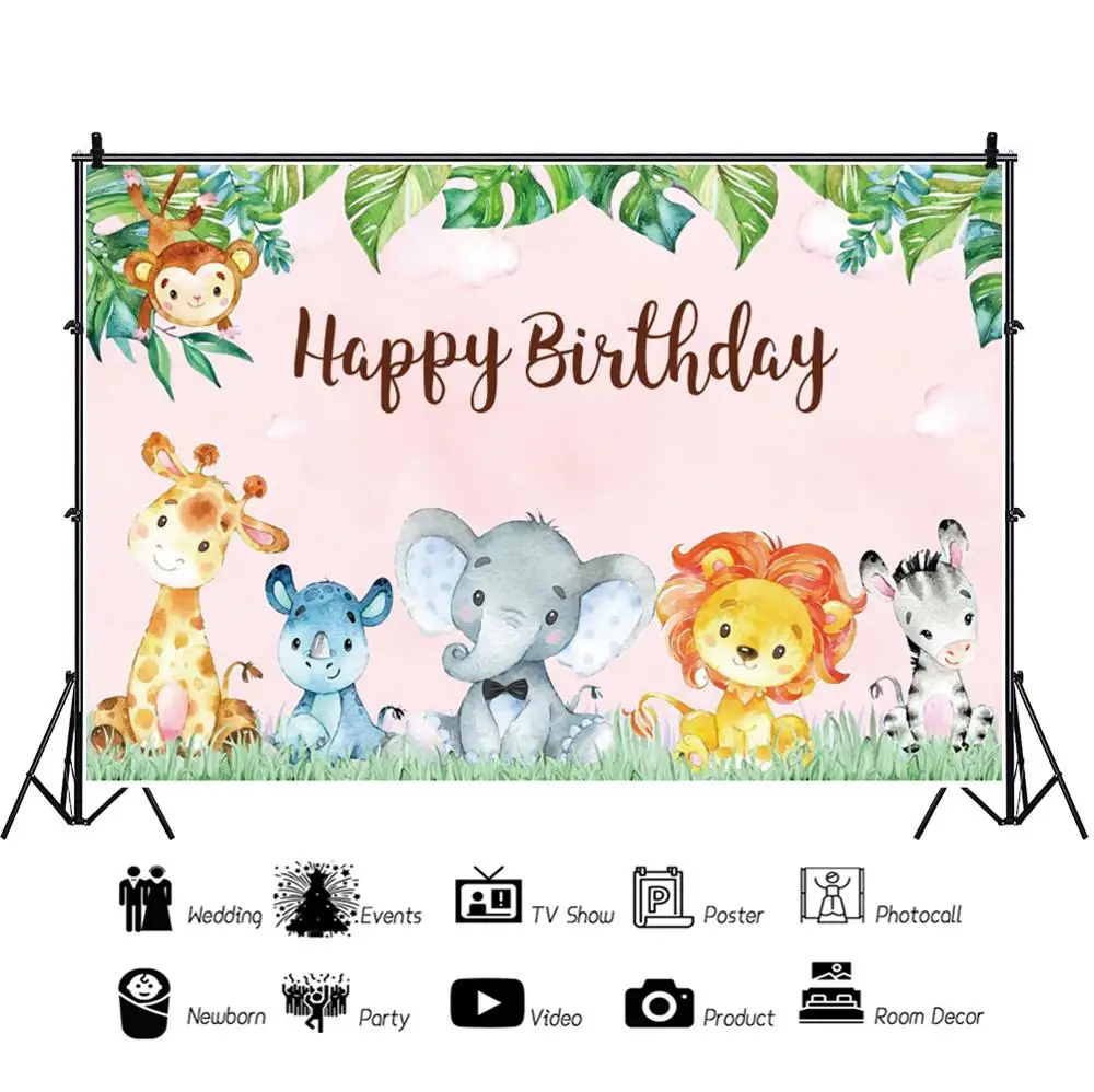 Фон для фотосъемки с изображением животных, дня рождения, дикой природы, в виде баннера, для фотостудии, задние фоны новорожденный