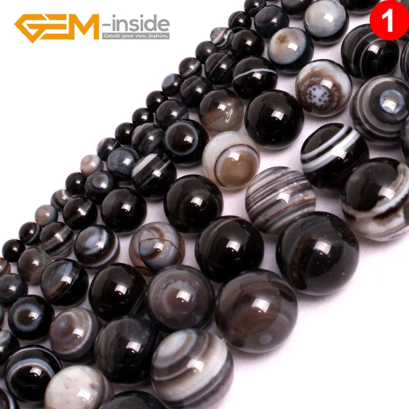 4MM-16MM Round Striped Tibetan Dzi Natural Sardonyx (Onyx) Agates Stone Beads For Jewelry Making Strand 15 Inches DIY GEM-inside