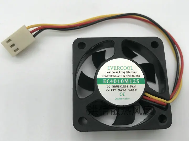 

EverCool EC4010M12S DC 12V 0.07A 40x40x10mm 3-Wire Server Cooling Fan