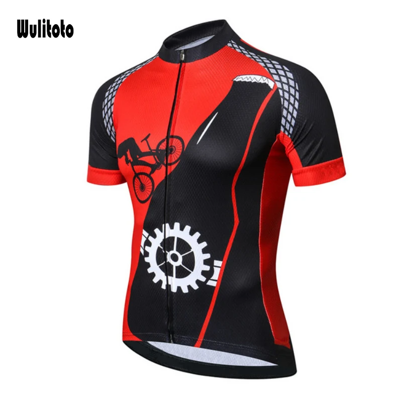 WULITOTO Mountain Bike Short Sleeve Cycling Jersey Breathable Bicycle Top Shirt For Men