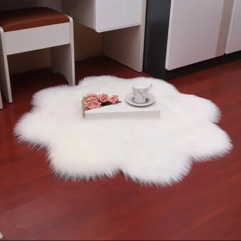 Fur Faux Living Room Decoration Bedroom Sheepskin Plum Blossom Carpet Plush Floating Window Flower Blanket Household Full-Paved