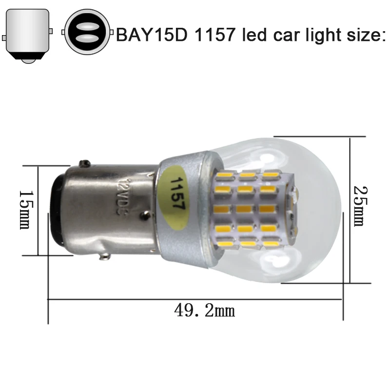 Led Interni Auto 12V BAY15D 1157 P21/5W S25 4W Clear Glass Lamp Car Brake Tail Bulb Auto Indicator Light Red Yellow White 12 V