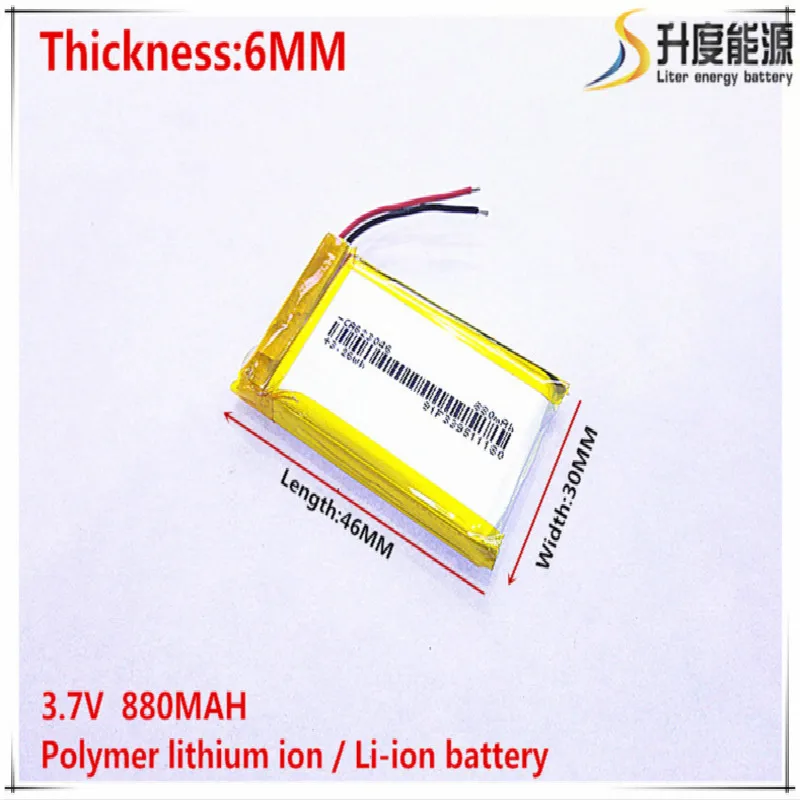 3.7V 880mAh 603046 Lithium Polymer Li-Po li ion Rechargeable Battery cells For Mp3 MP4 MP5 GPS  mobile bluetooth