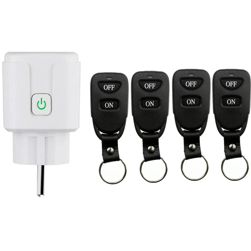 AC 110V 220V Wireless Remote Control Smart Socket EU Plug Wall 433mhz Programmable Electrical Outlet Switch Black Transmitter