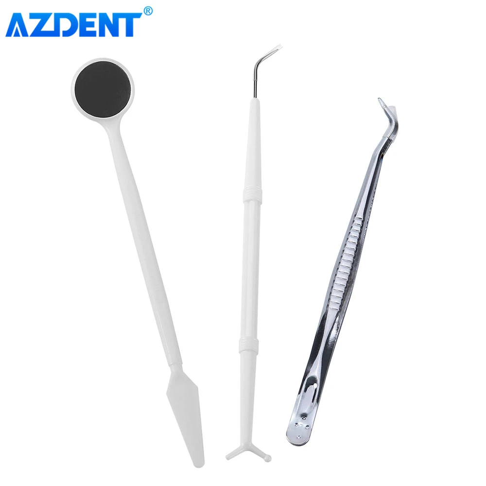 10 paczek Dental jednorazowe szczypce lustrzane Explorer Kit AZDENT Instrument 3 sztuk/zestaw stomatologia materiały eksploatacyjne dentystyczne