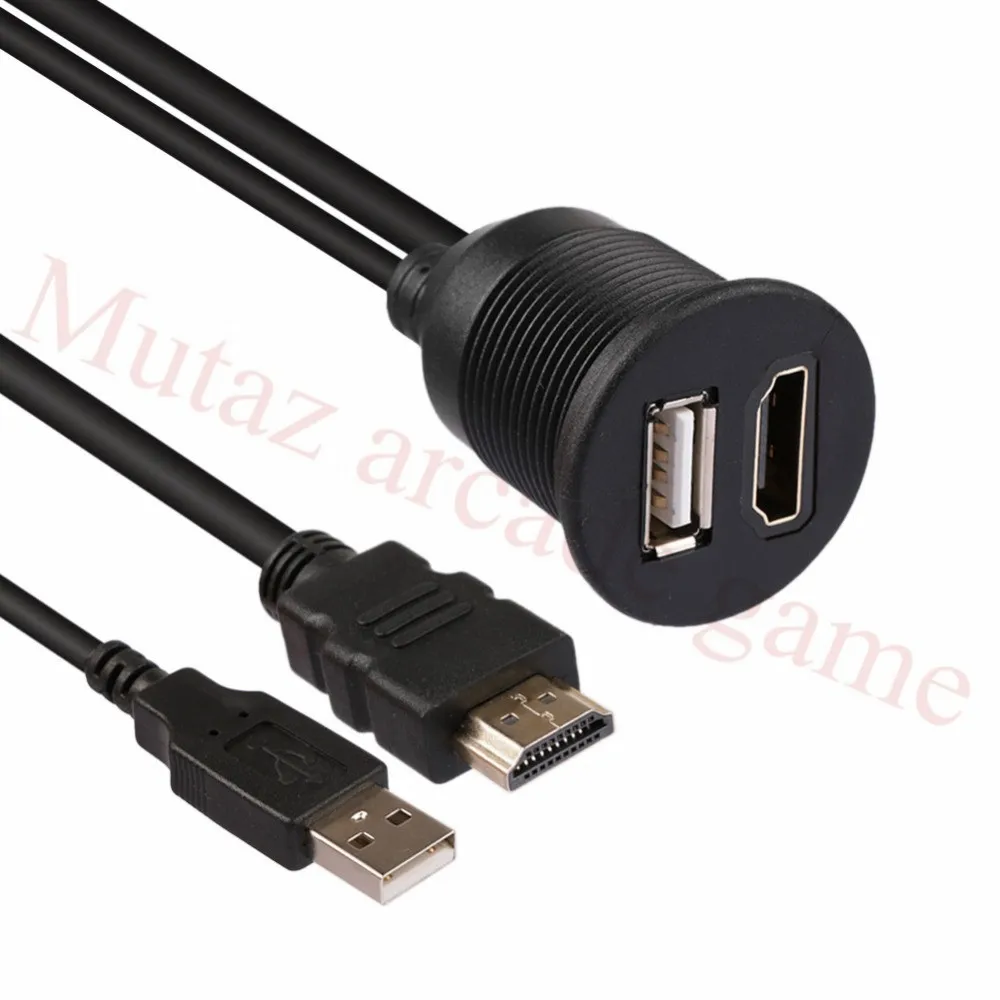 1m Wasserdicht Dash Flush Mount USB 2,0 HD Männlich zu Weiblich Verlängerung Kabel für Auto Moto Boot 6mm USB HD Flush Mount kabel