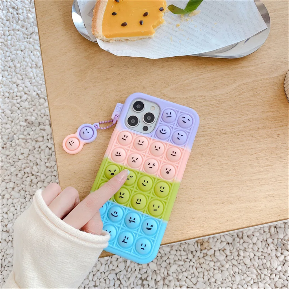 For Xiaomi 8 9 10 Pro CC9 11 K20 9T K30 K30i Fidget Toys Push Bubble Phone Cases Cover For Redmi Note 7 8 9 Pro 5G K40 Note 9 9S