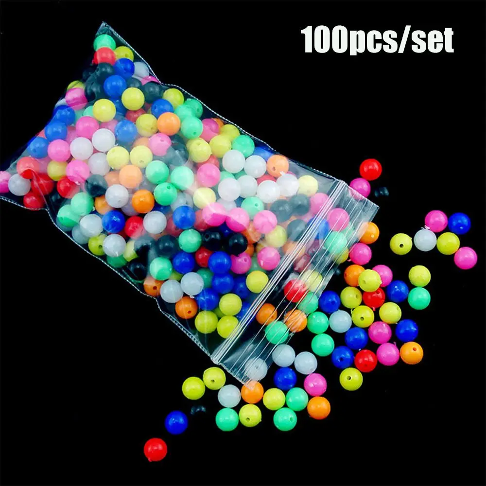 100Pcs Mixed Color Fishing Cross Beads Double Pearl Floats Balls Round PE Plastic Drill Stoppers High Quality Fishing Accessory