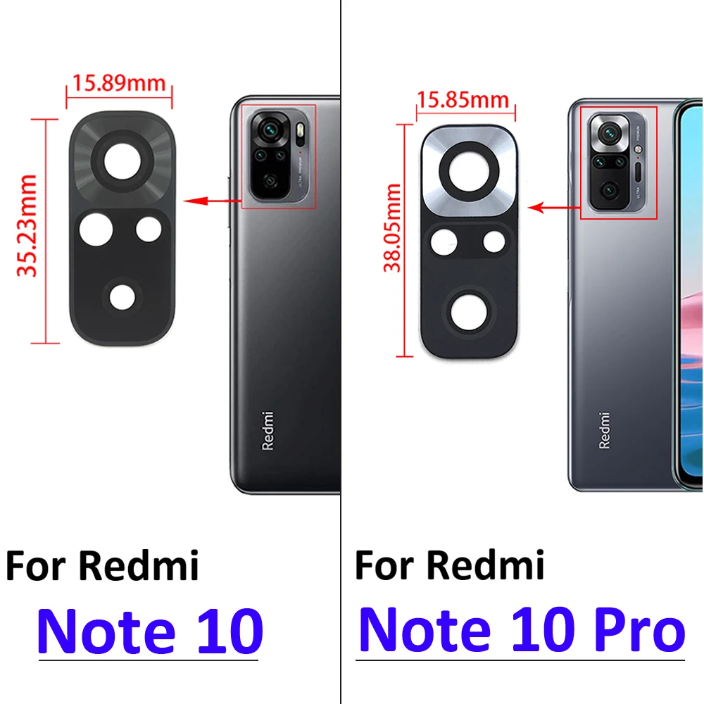 2pcs de volta lente de vidro da câmera traseira para xiaomi redmi nota 9 9s 10 10s pro 9a 9c 5g/mi 10 10t nota 10 pro 11 lite com adesivo