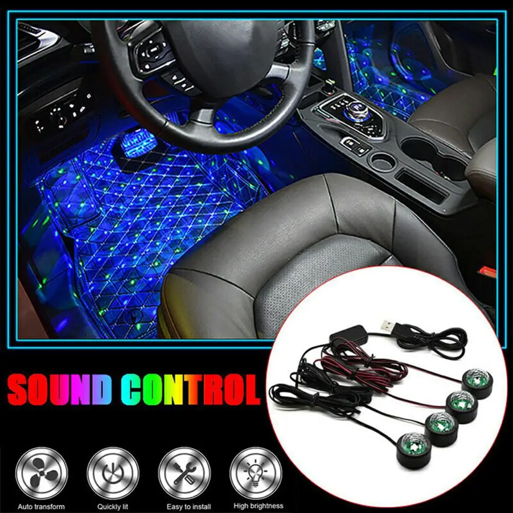 

LED Car Accessories Foot Light Usb Rgb Flash Star Light Backlighting Interior Decorative Atmosphere Ambient Mood Lamp New