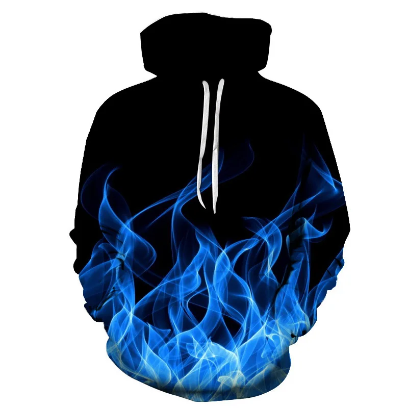 

2020 new Aikooki Blue 3D Fire autumn Men Sweatshirt Women Hoodies outwear Winter Handsome Hooded Male 3D Hoody hio hop clothes