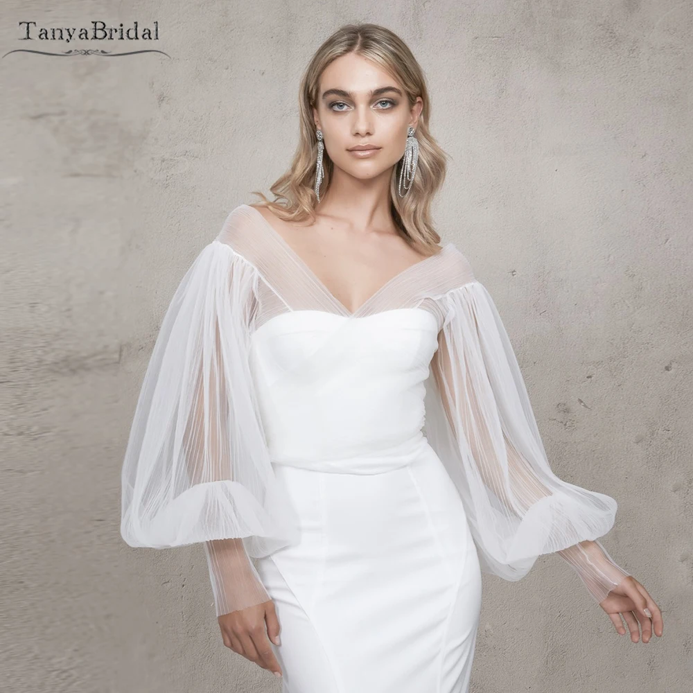 

Плиссе Тюлевая обертка с рукавами, эффектная обертка вокруг конических галстуков с бантом, шикарные свадебные рукава в стиле бохо DG021