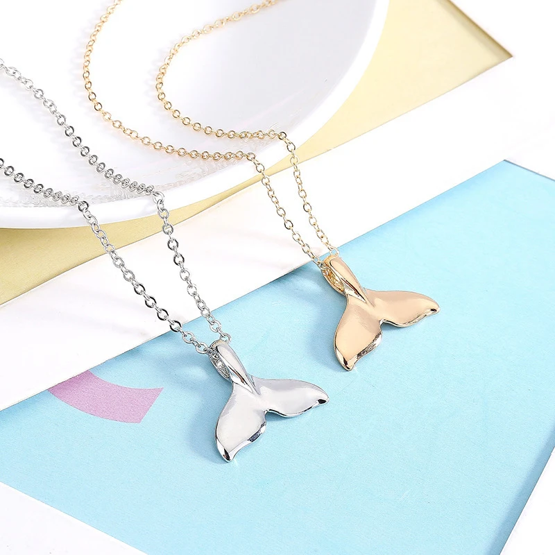 Sweet Mermaid Dolphin Tail Pendant Necklace Creative Charming Women\'s Gold Silver Color Clavicle Chain Cute Girl Party Jewelry