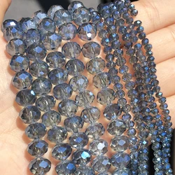 Clear Blue Faceted Austria Crystal Glass Beads 3 4 6 8mm Loose Rondelle Spacer Beads for Jewelry Making Diy Bracelet 15''inches