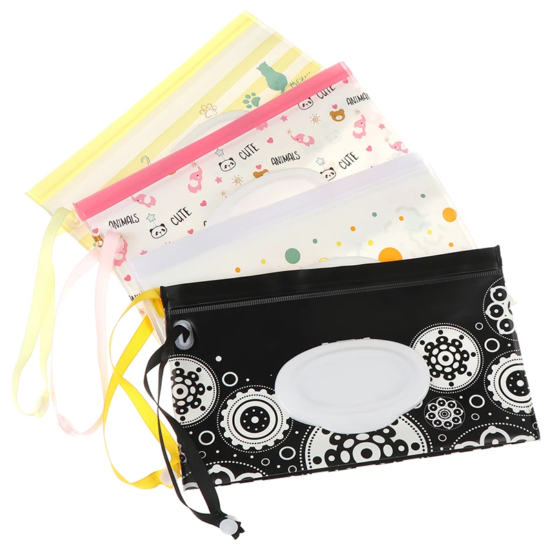 

Fashion Wipes Carrying Case Clutch and Clean Wet Wipes Bag for Stroller Cosmetic Pouch with Easy-Carry Snap-Strap 4 Models