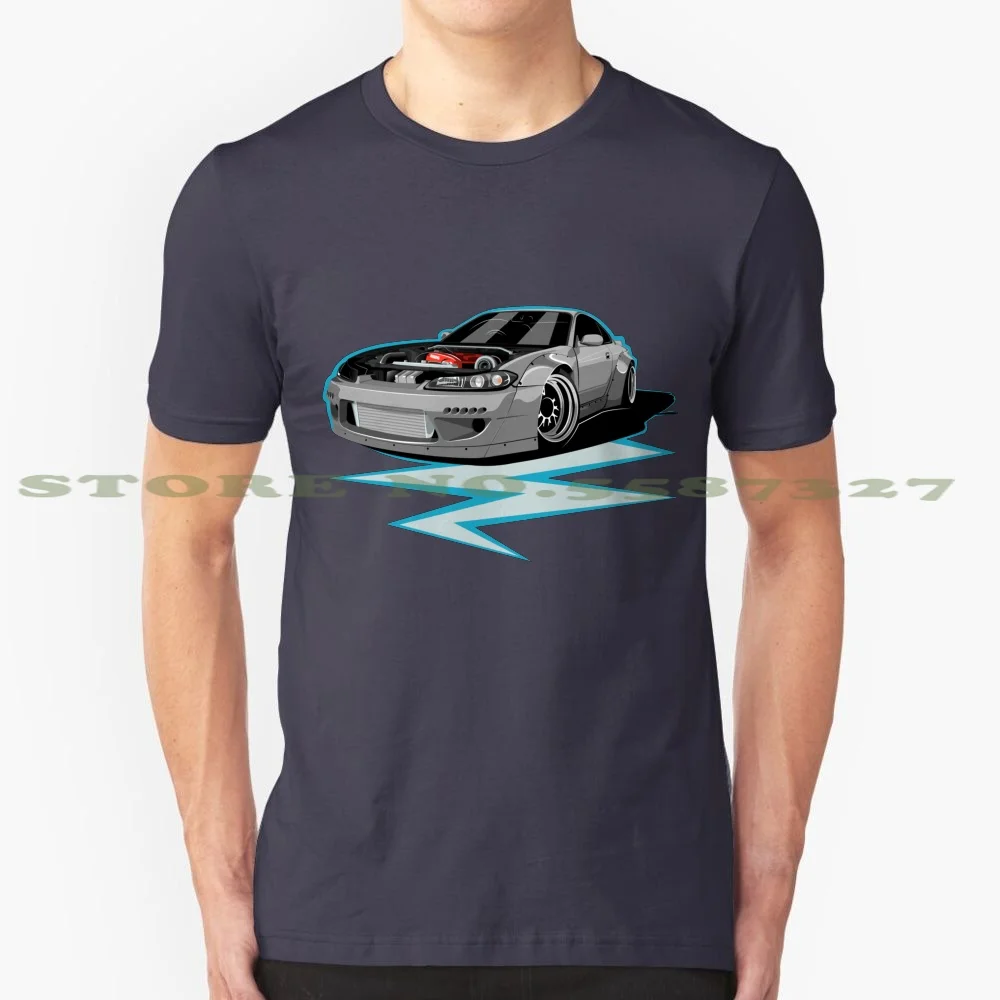 S15 100% Pure Cotton T-Shirt Rocket Silvia 240Sx 200Sx S14 S15 Boss V2 Wide Motor Automotive Automobile Cars Vector Art