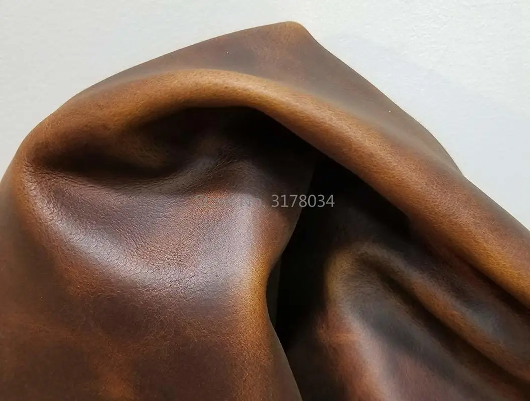 Leathers Brown Crazy Horse Smooth Waxy Oil Pullup Vegetable Tanned Crafting Cowhide Genuine Leather Hide Skin 22-26 sq.ft