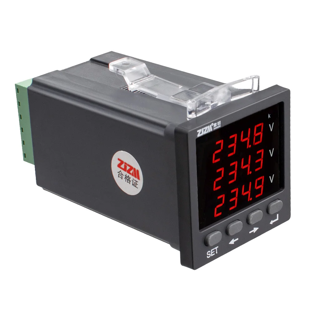 High Precision 3-Phase 4-Phase Digital Voltmeter AC Voltage Meter Tester Intelligent Red Led Display 48x48mm