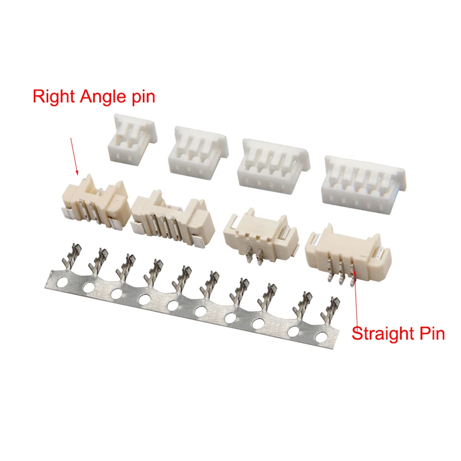 10sets MICRO JST 1.25 2/3/4/5/6/ pin connector 1.25MM Pitch SMD RIGHT ANGLE pin header + Housing + terminal 1.25-2p/3p/4p/5p/6p