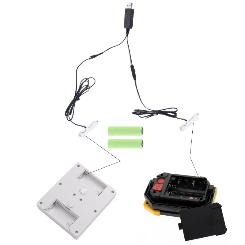 2in1 USB إلى 1.5 فولت 3 فولت 4.5 فولت 6 فولت المزدوج AA بطارية-مزيل استبدال 1-4 قطعة بطاريات AA لفرشاة الأسنان مصابيح ألعاب أطفال راديو مزود بساعة