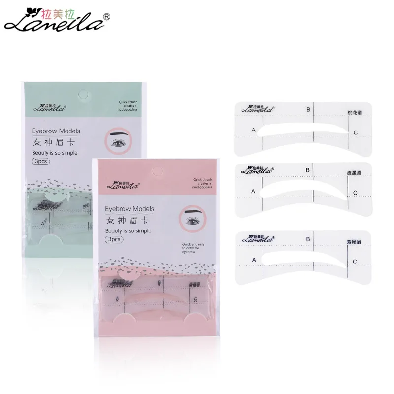 3 styles reusable Eyebrow stencil pencil for eyebrows enhancer drawing guide card brow template DIY make up tools