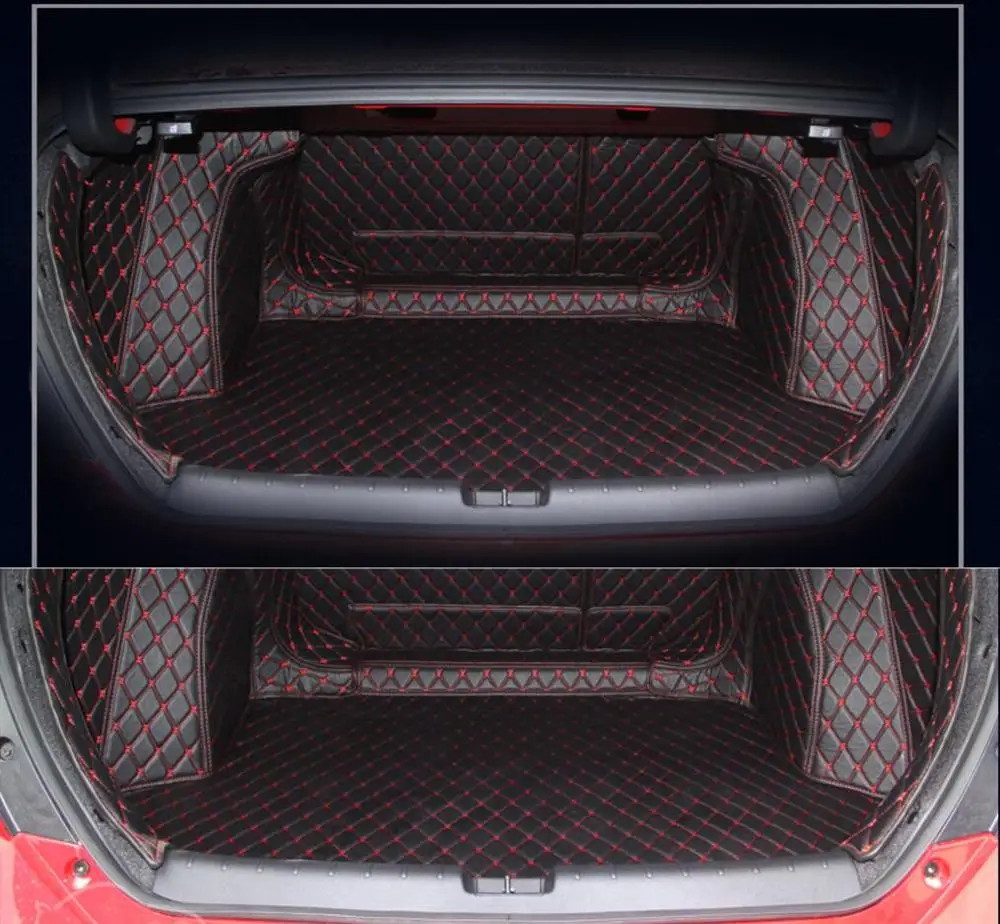 fiber leather car trunk mat for honda civic 2016 2017 2018 2019 2020 10th generation cargo mat car accessories