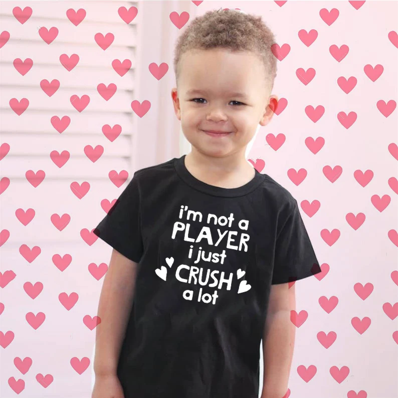 

Boy's Valentine Shirt Crush A Lot Shirt Not a Player Valentine's Day Shirt Valentines Toddler tee Valentine's T-Shirt