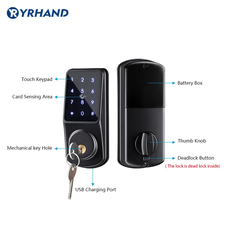 Imagem -02 - Bluetooth Keyless Teclado Seguro Controle Remoto Deadbolt Digital Smart Door Lock Eletrônico com Ttlock App