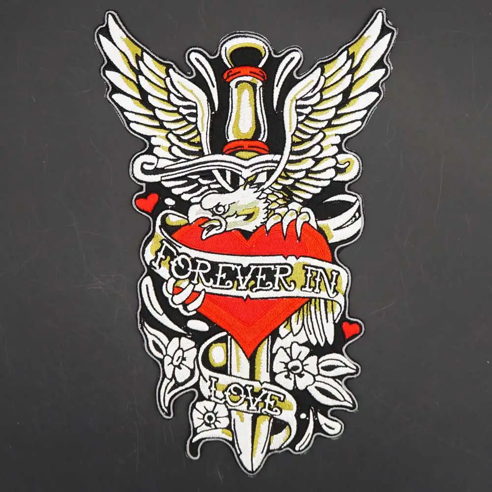 FOREVER IN LOVE Embroidery Punk Biker Patches Clothes Stickers Apparel Accessories Badge