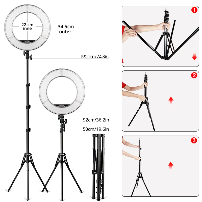 TRAVOR Ring Light lampada ad anello da 14 pollici con treppiede dimmerabile 5500K per Studio Fill Light YouTube Live Makeup lampada anulare rotonda a LED