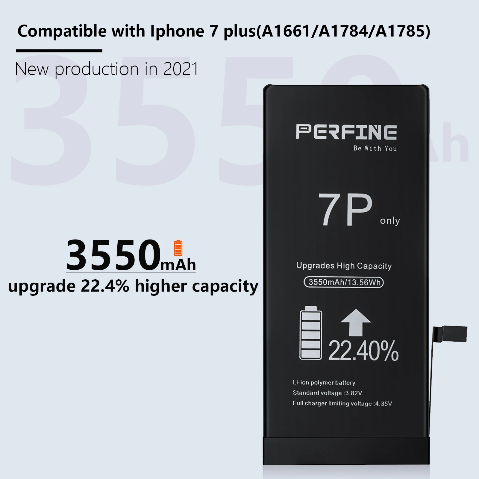 PERFINE 3550 mAh para iphone7 Plus Bateria A1661 A1784 A1785 Dedicado Telefone Reparação Instalação ToolKit Lightning Cable