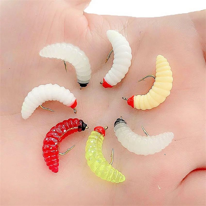 3 Stück Messingperlenkopf, schnell sinkende Nymphenmaden, Käferwurm, Fliegen, Forelle, Fliegenfischen, Köder – Detail 13