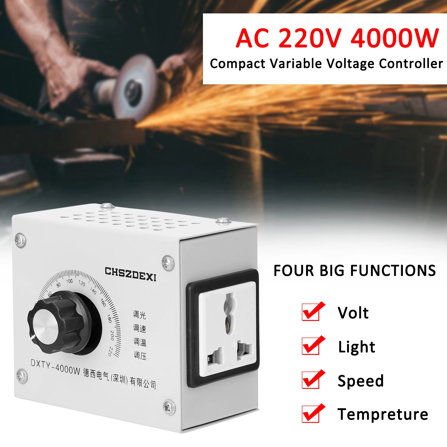 Portable Speed Temperature Light Voltage Adjuatable Dimmer Professional Compact Variable Voltage Regulator