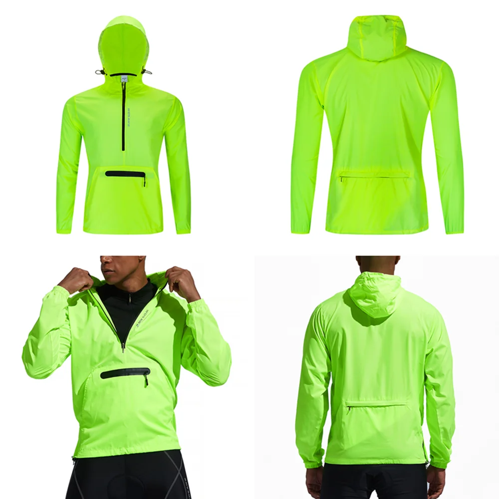 WOSAWE Winproof Running Jackets Hooded Caps Reflective Rain Repellent Women Men\'s Gym Sports Sweatshirts Cycling Windbreaker