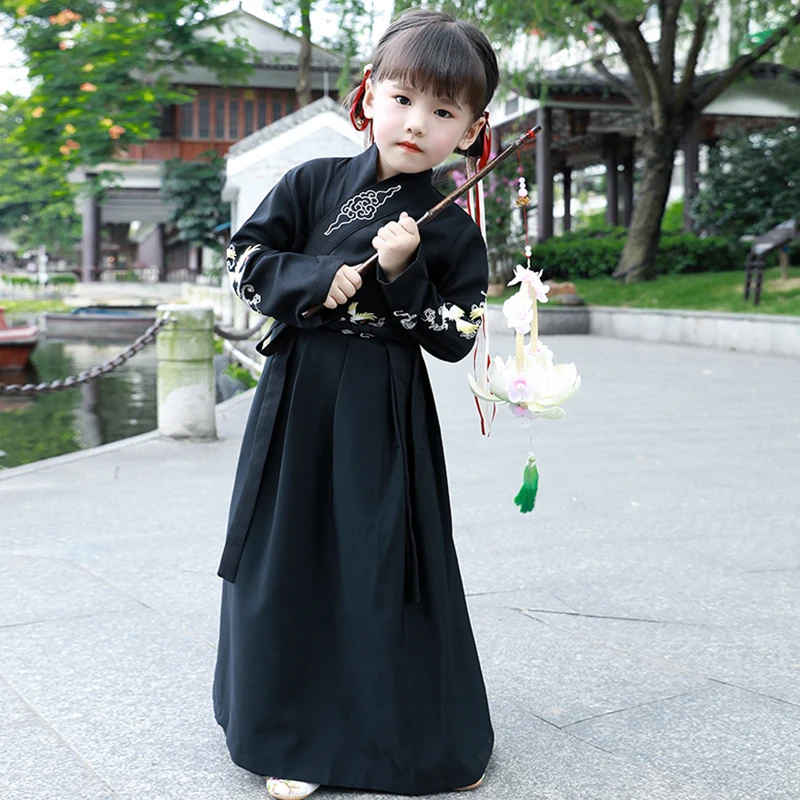 Kostum Hanfu Tradisional Gaya Cina untuk Anak Perempuan Anak-anak Setelan Tang Pakaian Tari Rakyat Pricess Pakaian Cosplay Pendekar Pedang Anak-anak