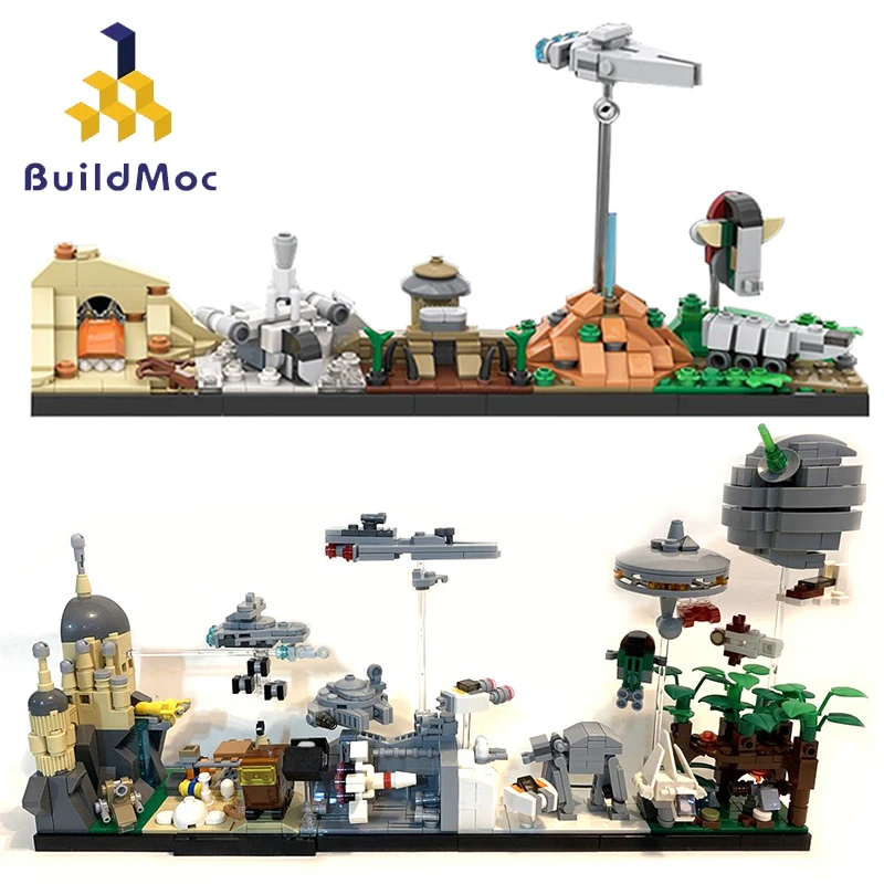 

BuildMoc Space Wars City Skyline Castle Architecture MOC Spaceship Destroyer Flying Model Building Blocks Bricks Toys for Kids