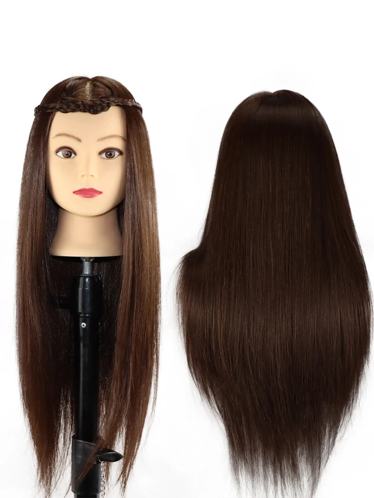 Mannequin Training Head With Adjustable Tripod For Hairstyles 85% Human Hair Training Doll Head For Braiding Hairdressing Head