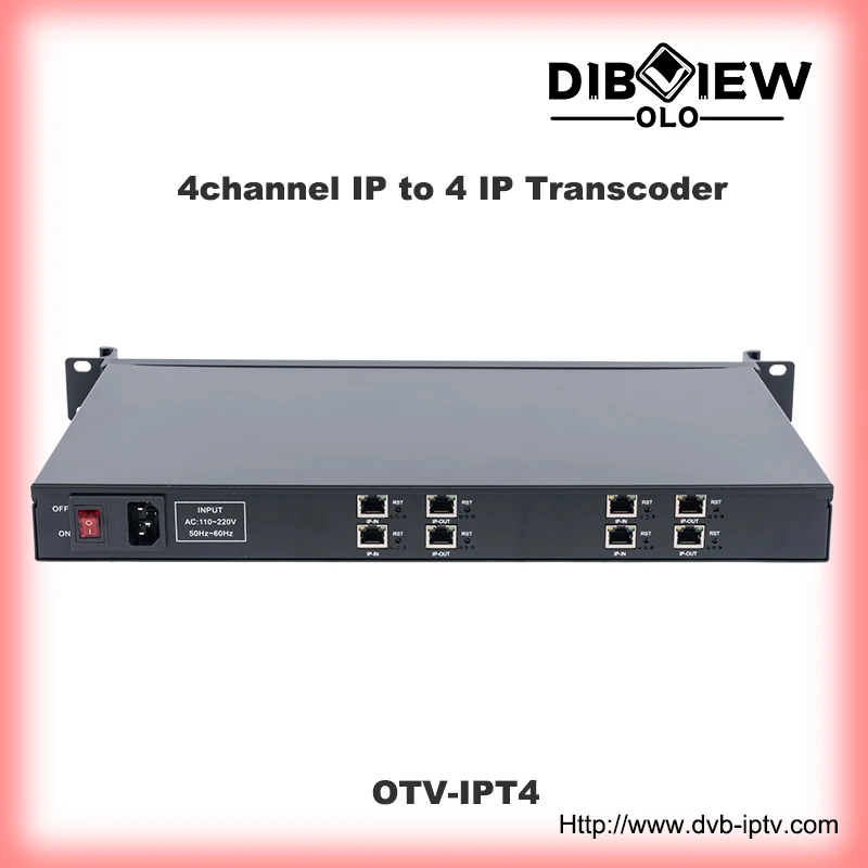 

Dibview OTV-IPT4 4ch IP to 4ch IP Transcoder 4K 30FPS, потоковое видео, IPTV Transcoder