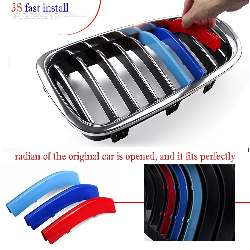 3pcs ABS M Power Performance Car Racing Grille Trim Strip Clip For BMW X1 E84 F48 F49 U11 2009-2023 2019 2020 2023 2021 2018
