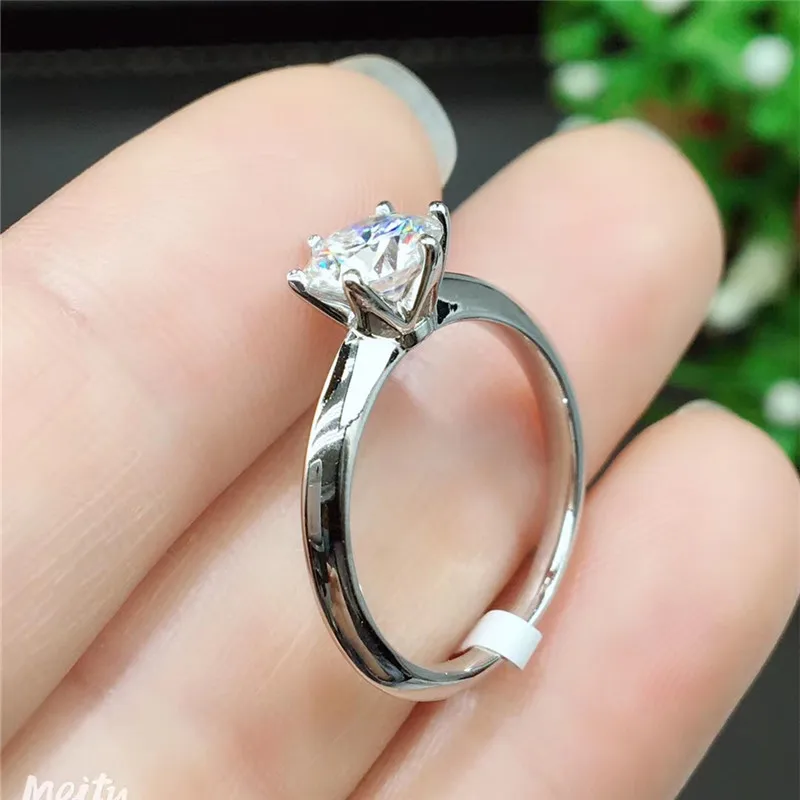 Moissanite Ring Real 925 Sterling Silver Classic Style 1CT 2CT Lab Diamond Ring with Certificate Text Passed Women Wedding Party