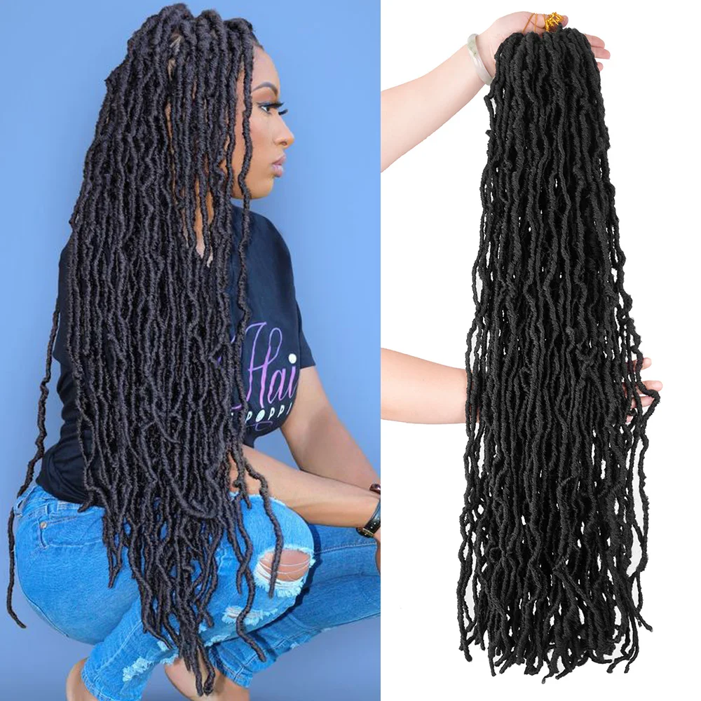 

Silike Nu Locs синтетические волосы, 36 дюймов, фиолетовые искусственные локоны, удлинение, мягкая богиня, плетение, дреды, волосы для черных женщин