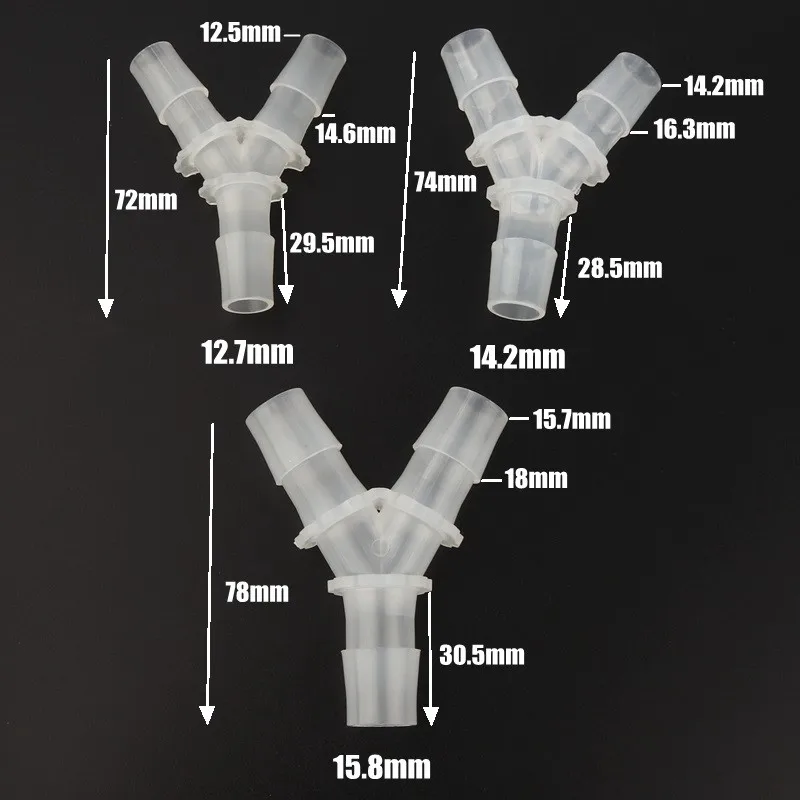 5 sztuk/partia 7.9-15.8mm y-type Tee złącza PP plastikowe Pagoda stawy akwarium Fish Tank Aerator wąż złącze pompy powietrza armatura