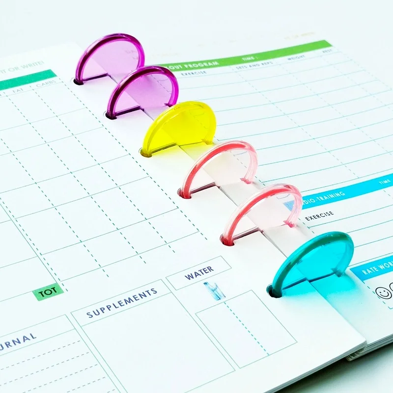 100PCS 35MM New Plastic Binding Rings Loose-leaf Binding Buckle 360 Degree DIY Notebook Rotating Disc Office Binding Supplie