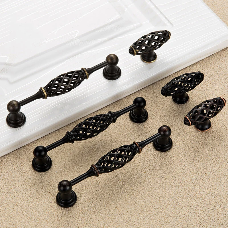 Antique Birdcage Door Handles and Knobs Furniture Handles for Kitchen Cabinets Vintage Closet Handle Drawer Pulls Hardware