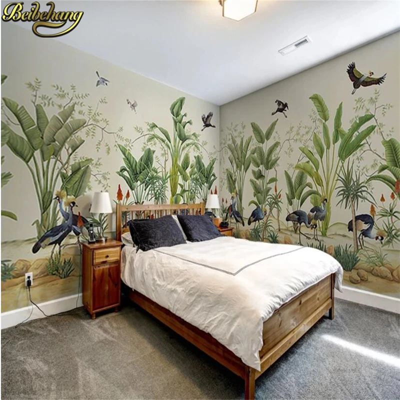 Custom Mural Wallpaper Medieval tropical plants Photo Wall paper wall Painting Living Room TV Sofa Bedding Room house decoration