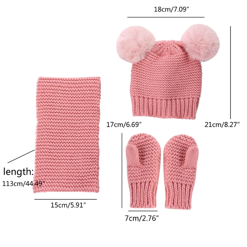 2024 New Windproof Children Hats Gloves Scarf Set Children Knitted Beanies Hat Suit Winter Warm Boys Girls Knitted Caps for Kids